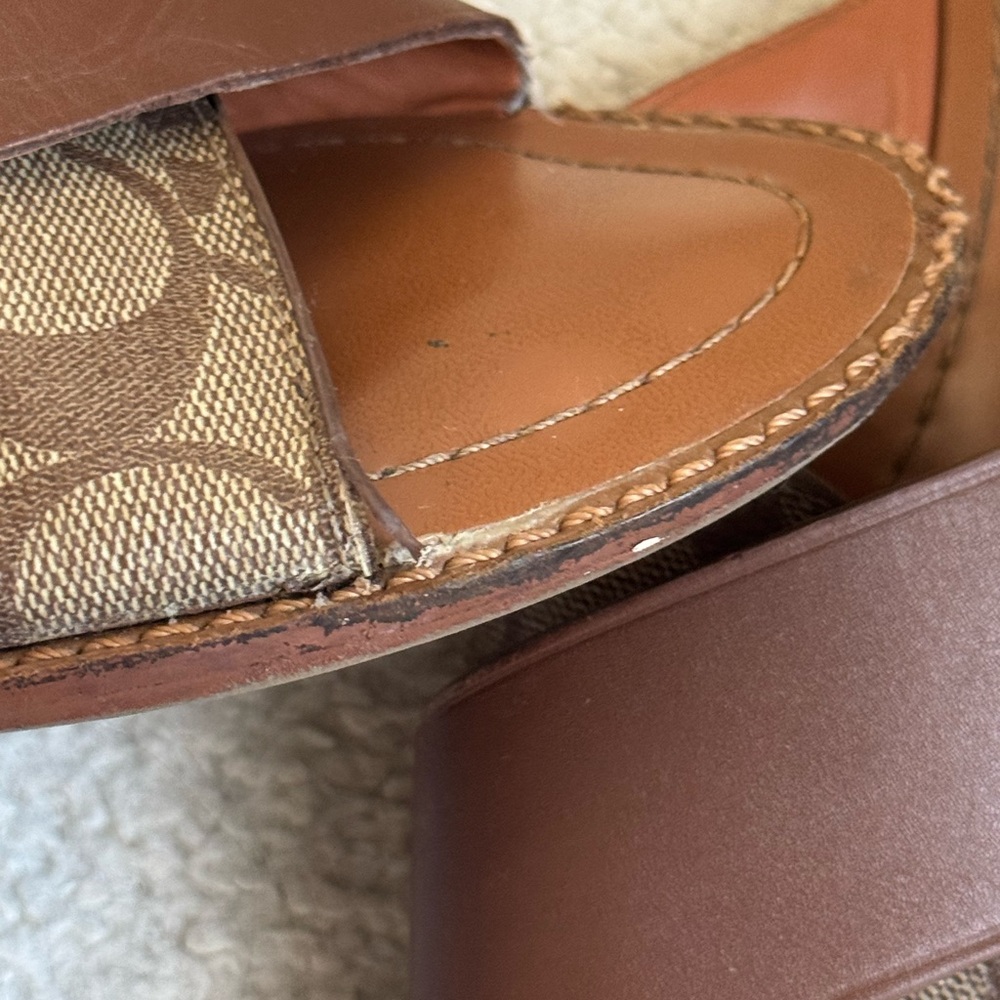 Coach Brown and Tan Slide Sandals | 8B - Picture 4 of 8